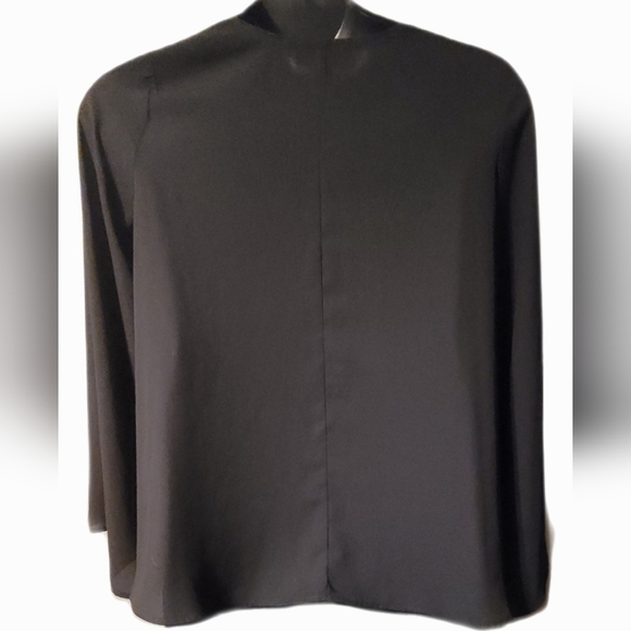 Karen Kane Black V-Neck Sheer Double Layered Flowy Bell Sleeves Blouse - Picture 4 of 4